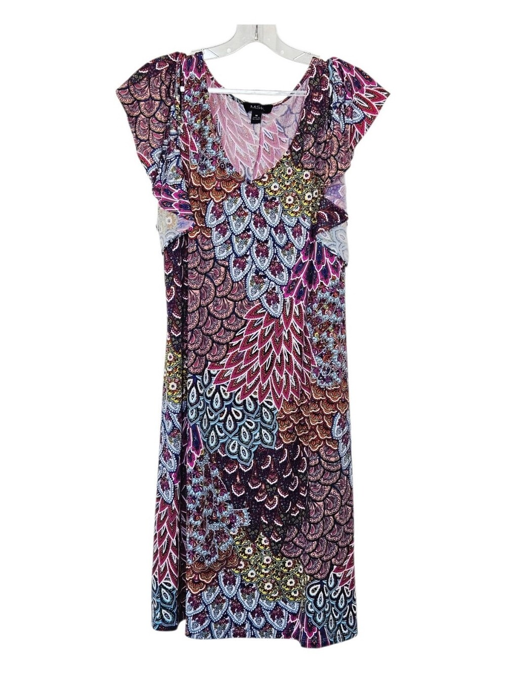 MSK Pink Multi-Pattern V-Neck Sleeveless Dress